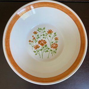 Vintage 70''s Floral Stoneware Serving Dish